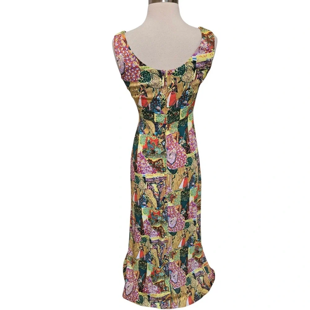 70s Vintage Long Dress Indian Gods Patchwork Print And Matching Shirt Hippie‎